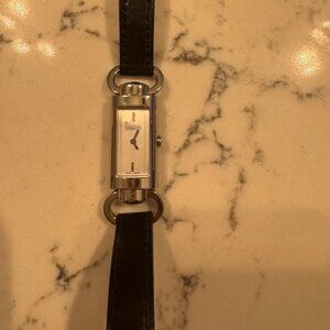 Silver Coach Watch with Black Leather Band
